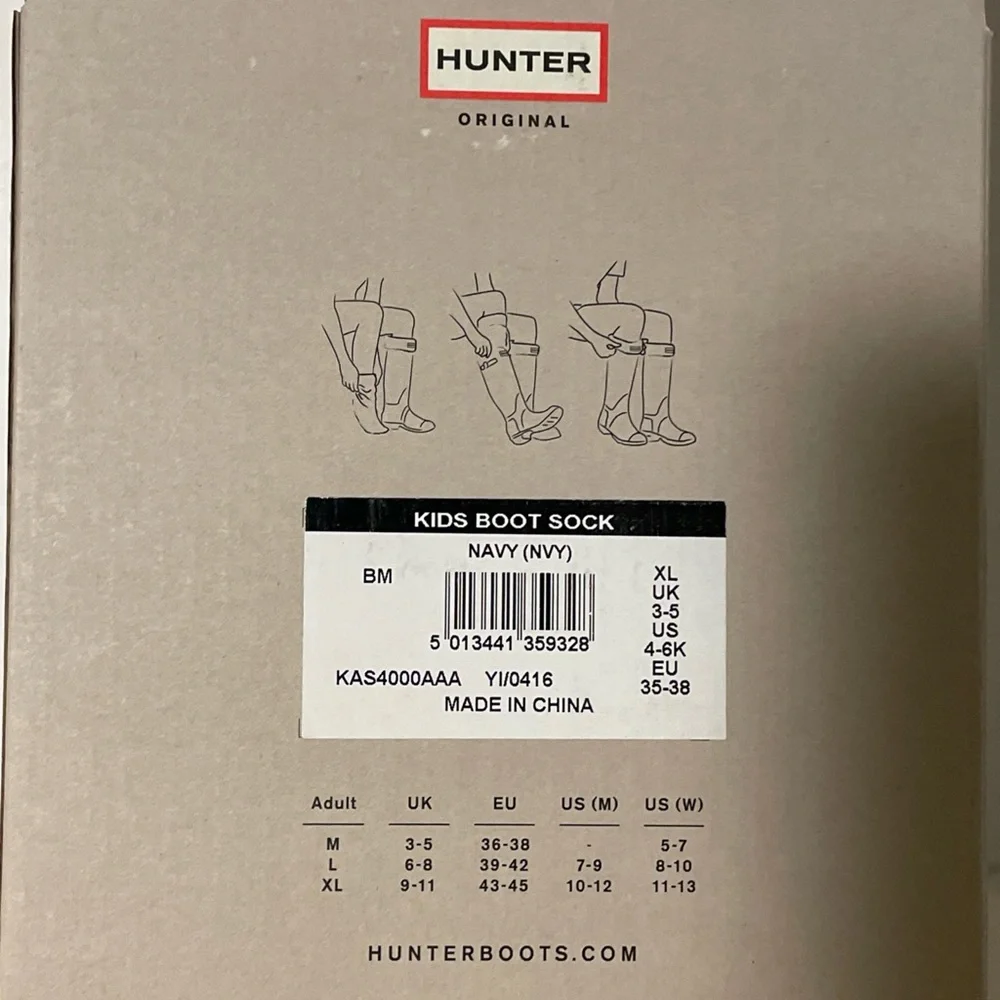 Kids Hunter Socks Fleece Rain Boot For Hunter Original Boots Navy X- Large New